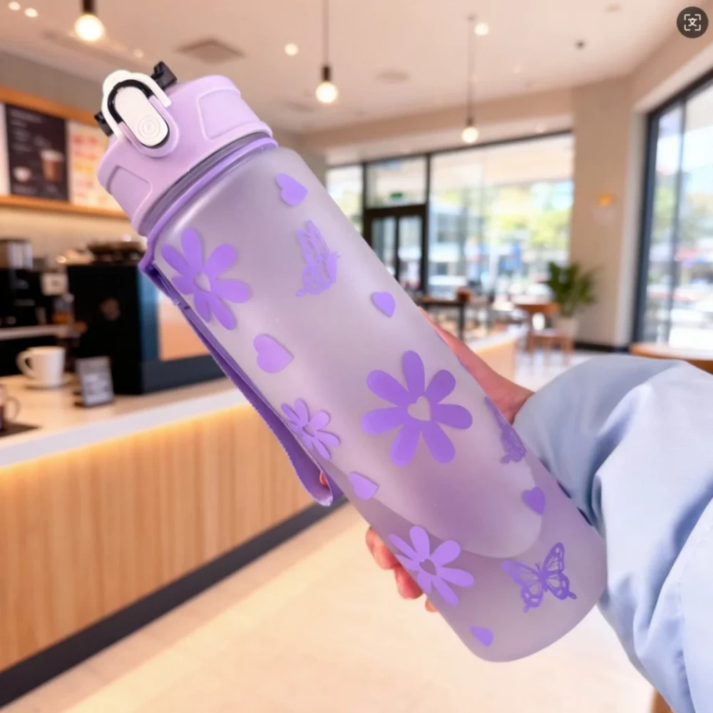 Floral Bowknot Print Water Bottle