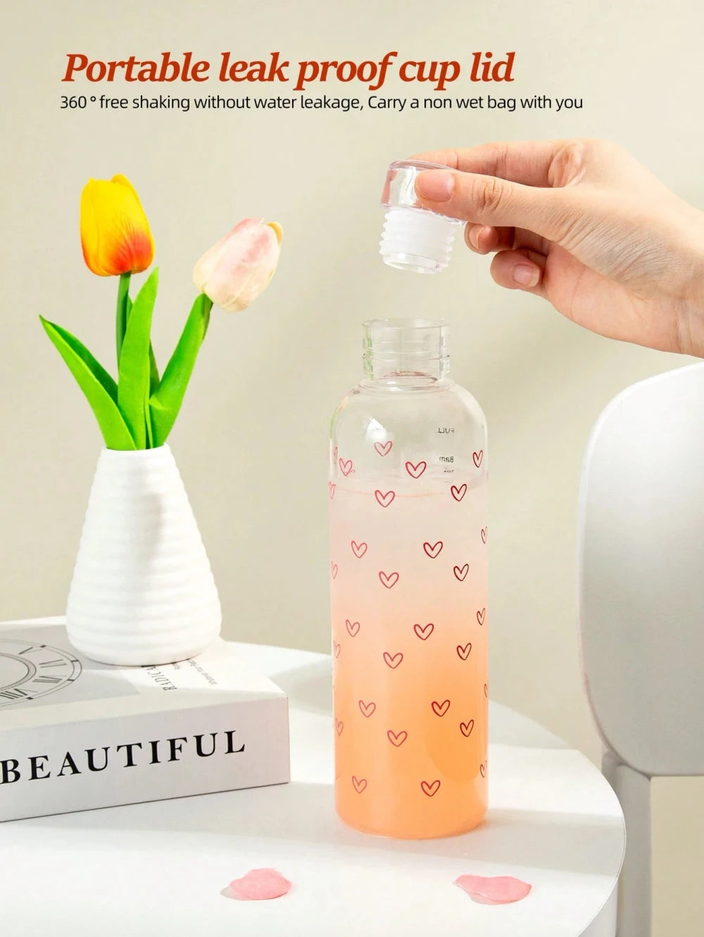 Leakproof Plastic Water Bottle with Time Markers