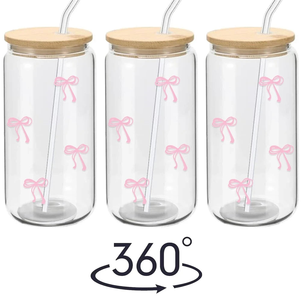 Pink Bow Glass Tumbler