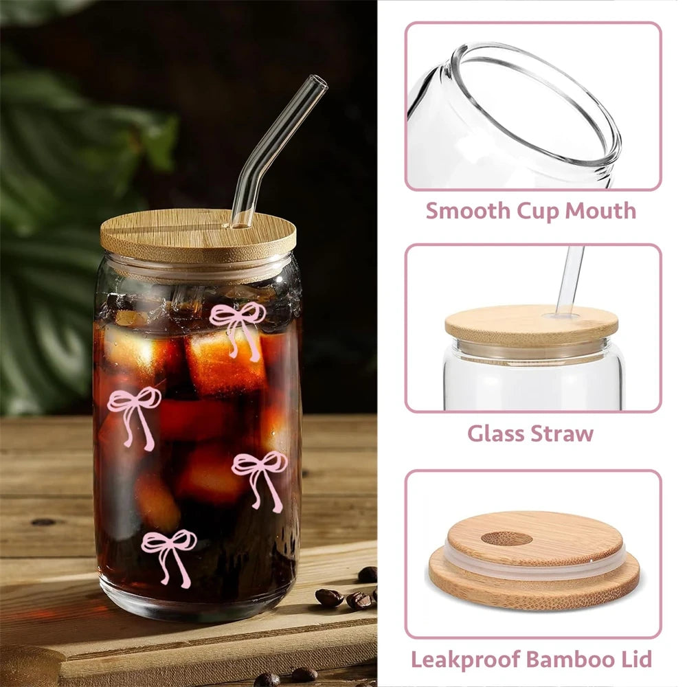 Pink Bow Glass Tumbler