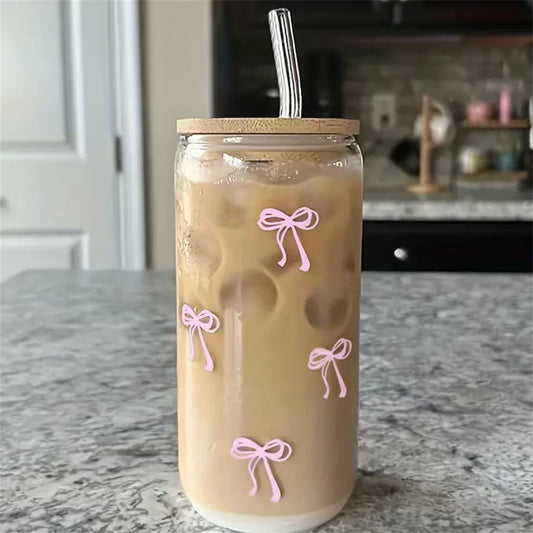 Pink Bow Glass Tumbler