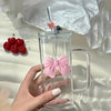 Elegant Butterfly Glass Tumbler with Straw