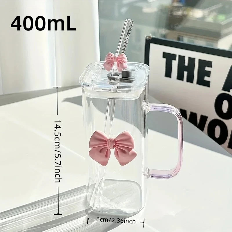 Elegant Butterfly Glass Tumbler with Straw