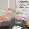 Bow-Knot Glass Cup with Lid and Straw