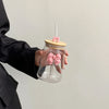 Bow-Knot Glass Cup with Lid and Straw